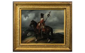 Joseph Marie Foussereau c 1810 Oil on Canvas French Cavalry Officer. Housed in gilt frame. Signed
