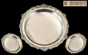 1930's Silver Jubilee Card / Letter Circular Tray with Cast Border. Full Hallmark for Sterling