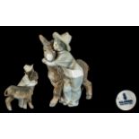 Lladro - Hand Painted Porcelain Figure Group ' Platero and Marcella ' Model No 1181. Issued 1971 -