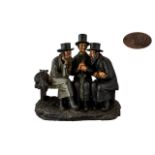 Bernard Bloch 1836 - 1909 Superb Terracotta Sculpture of The ' Three Jews ' Discussing Events and