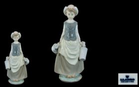 Lladro Hand Painted Porcelain Figure ' The Milkmaid ' Model No 4939. Issued 1976 - 1981. Height 11