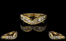 18ct Gold - Superb Quality Diamond Set Wishbone Ring. Marked 750 - 18ct to Interior of Shank. The