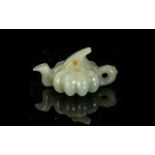 Jade Oriental Figure In the Form of a Teapot. Approx Size 2.5 Inches In length & 3 cms High (