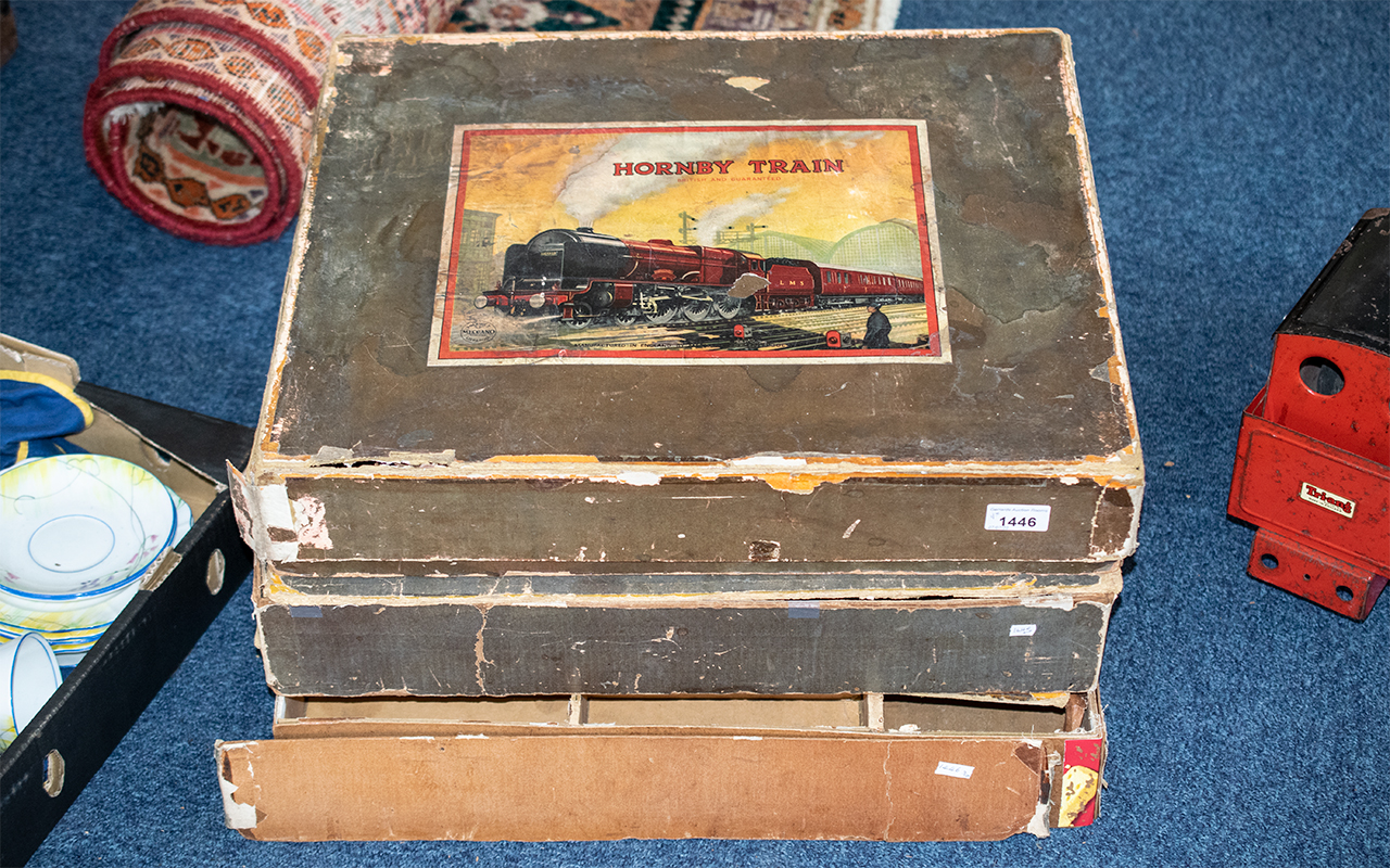 Three Vintage Hornby Boxes, no contents, boxes original, 17'' x 21''. Together with Two Vintage - Image 2 of 2