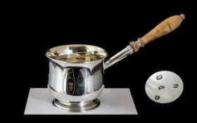 George III Superb Quality - Sterling Silver Brandy Sauce Pan - Warmer, With Fruit Wood Handle / Top.