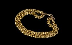 Ladies 9ct Gold Attractive Double Link Bracelet. Marked 9.375, Excellent Clasp. Rich Colour.