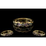 Ladies 9ct Gold Attractive Amethyst and Aquamarine Set Dress Ring. With Full Hallmark to Interior of