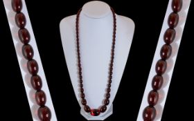 A Superb Ruby Red Cherry Amber Graduated Beaded Necklace with Wonderful Rich Glow ( Undertone )