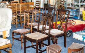 Collection of Five Original Period Dining Chairs, comprising a pair with decorative carved backs and