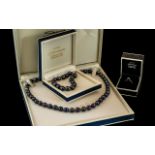 Ladies Black Pearl Necklace and Matching Bracelet & Ring Set. Bought From Peter Sarchet Jewelers,
