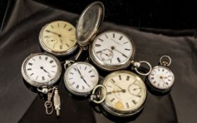 A Collection of Silver Pocket Watches, including a Stewart Dawson & Co. pocket watch, working,