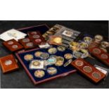 Collection of Commemorative Coins, gold plated, including Remembering World War II 1939-1945 boxed