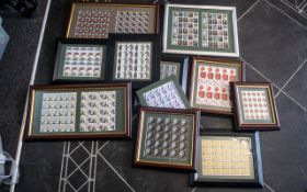 Stamp Interest - Collection of Framed Stamps, including complete sets of military, Carry On,