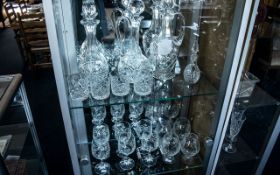 Collection of Quality Glass Items, comprising two glass stoppered 13'' jugs, a 13'' decanter,