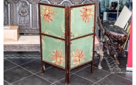 A Georgian Mahogany Fire Screen with Later Art Nouveau Embroidery Panels.