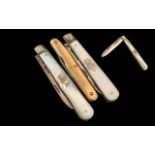 Gold Handled Fruit Knife, hallmarked, Maker's mark GH. Together with two Silver fruit knives with