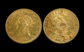 United States of America Liberty Head 10 Dollars Gold Coin - Date 1893. Philadelphia Mint - Good