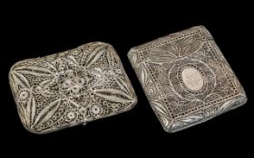 Chinese Pair of Decorative Early 20th Century Silver Cigarette Cases ( 2 ) Wire and Open Worked