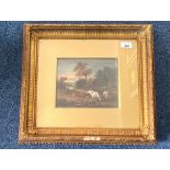 Signed Antique Oil on Board, mounted, framed and glazed in gilt frame, image measures 8'' x 7'',