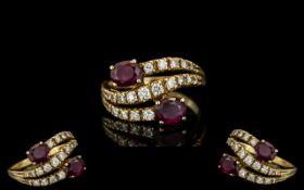 Ladies - Superb Quality 18ct Gold Ruby and Diamond Set Dress Ring. Marked 750 - 18ct to Interior