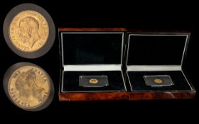 Two Half Sovereigns in Presentation Boxes, Victoria 1883 and George V 1912.