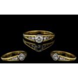 18ct Gold - Attractive Diamond Set Ring, The Central Pave Set Diamond of Good Colour and Clarity.