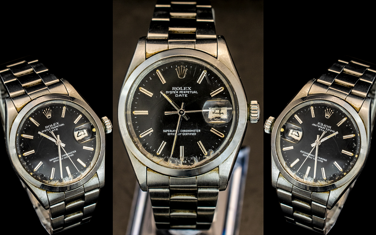 Rolex - Oyster Perpetual Stainless Steel Chronometer Wrist Watch. Ref 1500. Features Black Dial,