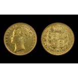 Queen Victoria 22ct Gold Young Head Shield Back Full Sovereign - Date 1852. High Grade Coin - Please