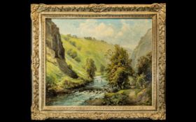 Harold Gresley (1892-1967) Framed oil on Board - Depicting A Country Scene with stream. Signed
