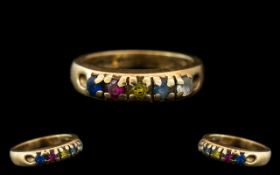 Ladies 10ct Gold - Attractive Multi-Coloured Stone Set Ring. Marked 10ct to Interior of Shank.