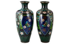 Japanese - Fine Quality Pair of Late 19th Century Cloisonne Vases. Meiji Period 1864 - 1912.