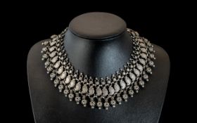 Otterman - Impressive Early 20th Century Silver Ceremonial Necklace of Large / Heavy Proportions.