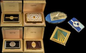 A Good Collection of Richard Hudnut Art Deco Compacts (4), all enamelled in original boxes, superb