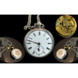 J.R & William Laing of Glasgow Sterling Silver Open Faced Key-wind Pocket Watch, With Attached