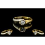18ct Yellow Gold - Attractive Pave Set Single Stone Diamond Ring. Marked 750 to Interior of Shank.