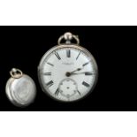Charles J. Hil of London Sterling Silver Open Faced Key-wind Fusee Pocket Watch. Number to