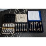 ( 3 ) Sets of Silver Spoons, All In Original Boxes, All Marked for Silver. Lengths of Spoons - 4.5