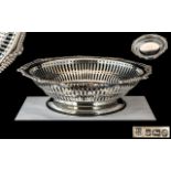 Edwardian Period 1907 - 1910 Large and Impressive Sterling Silver Footed Fruits Bowl, With Lattice
