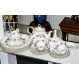 Royal Doulton 'Rosell' Tea Set, comprising tea pot, milk jug, sugar bowl, six cups, six saucers, six