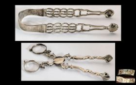 Victorian Sterling Silver Sugar Nips. Hallmark London, Makers Mark I.L - W.I + A Victorian Pair of
