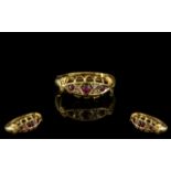 Edward Period Attractive and Petite 18ct Gold Ruby and Diamond Set Dress Ring. Full Hallmark for