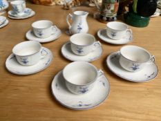 Villeroy & Boch 1748 'Old Luxembourg Pattern', comprising 6 cups, six saucers and a cream jug.