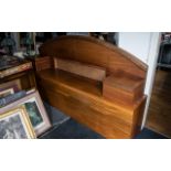 A Mid Century Teak Bespoke Wall Hanging Headboard with two drawers. 92 inches in length, and 39