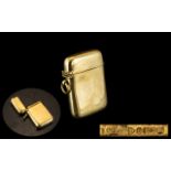 Samuel Morden & Co 9ct Gold Hinged Vesta Case of Plain Form. Gold Weight 20,2 grams. Hallmark