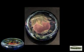 Moorcroft Small Blue Pomegranate Dish. Moorcroft Stamped to Base & Paper Sticker - By