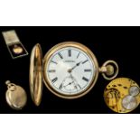 American Watch Company Waltham Gold Plated Full Hunted Pocket Watch, Guaranteed to be of Two