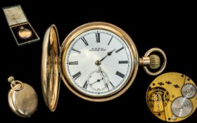 American Watch Company Waltham Gold Plated Full Hunted Pocket Watch, Guaranteed to be of Two