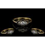 Antique Period 18ct Gold and Platinum Set Ring. Marked 18ct Gold and Platinum to Interior of