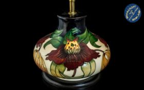 Moorcroft Large Bulbous Shaped Lamp, From The Anna Lily Collection. Approx 8 Inches High ( Not