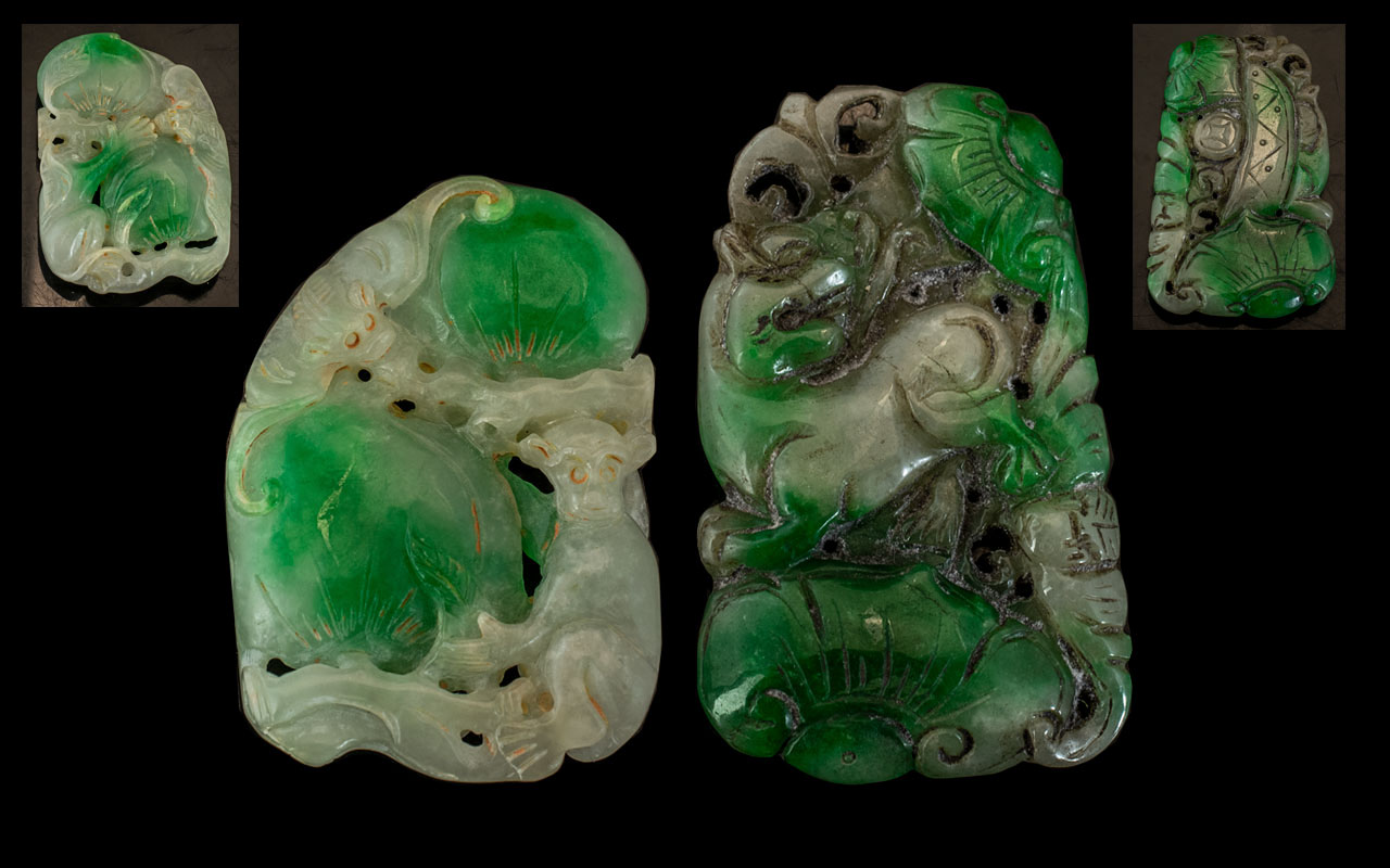 A Fine Pair of Early 20th Century Jade C